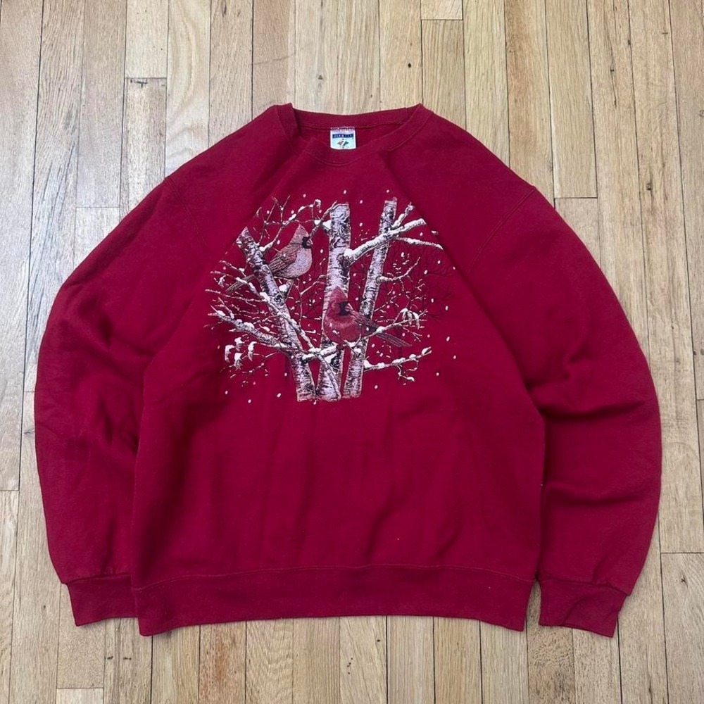 Vintage‎ winter Cute Themed birds & Trees Crewneck Sweatshirt